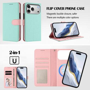 iPhone 17 Pro aftageligt pungetui med MagSafe, RFID-beskyttelse og håndrem - Mynte / Pink