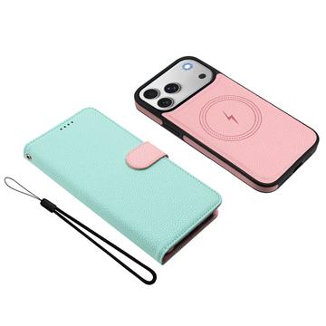 iPhone 17 Pro aftageligt pungetui med MagSafe, RFID-beskyttelse og håndrem - Mynte / Pink