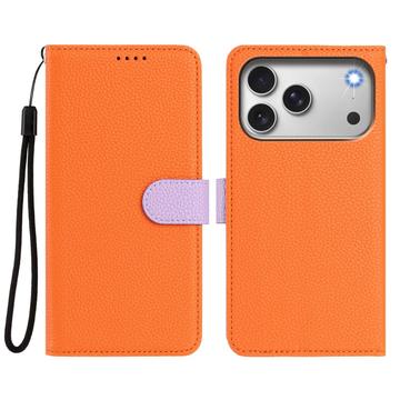 iPhone 17 Pro aftageligt pungetui med MagSafe, RFID-beskyttelse og håndrem - orange / lilla
