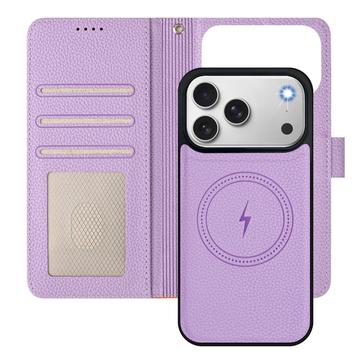 iPhone 17 Pro aftageligt pungetui med MagSafe, RFID-beskyttelse og håndrem - orange / lilla