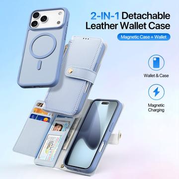 iPhone 17 Pro Dux Ducis Lawa Pung læderetui m. magnetisk cover - babyblå