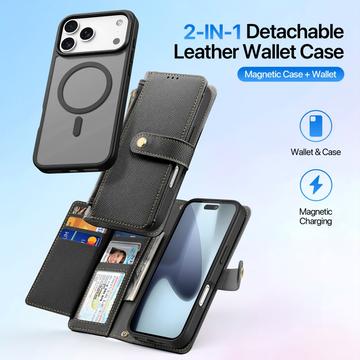 iPhone 17 Pro Dux Ducis Lawa Pung læderetui med magnetisk låg - sort