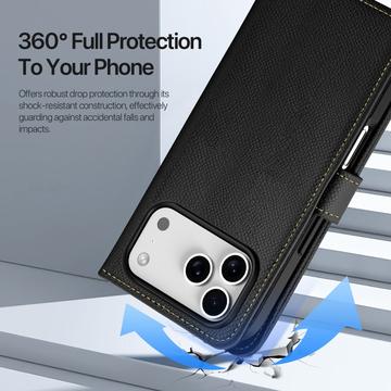 iPhone 17 Pro Dux Ducis Lawa Pung læderetui med magnetisk låg - sort