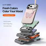 iPhone 17 Pro Dux Ducis Luvy cover med fingerring/håndrem - lyserød / sommerfugl