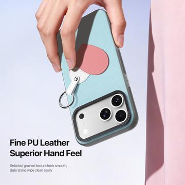 iPhone 17 Pro Dux Ducis Luvy cover med fingerring/håndrem - himmelblå / hjerte
