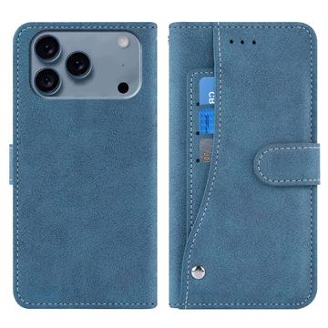 iPhone 17 Pro Elegant retro-pungetui med roterende kortholder - Blå