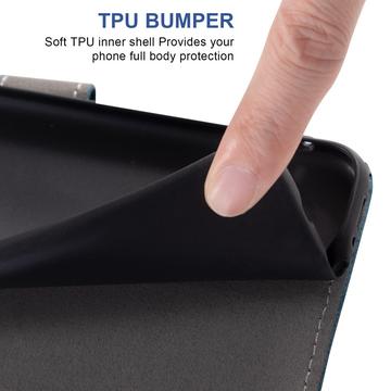 iPhone 17 Pro Elegant retro-pungetui med roterende kortholder - Blå