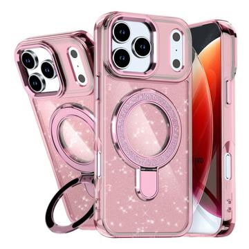 iPhone 17 Pro Glitter Hybrid Cover med Kickstand - MagSafe-kompatibel - Pink