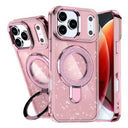 iPhone 17 Pro Glitter Hybrid Cover med Kickstand - MagSafe-kompatibel - Pink