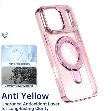 iPhone 17 Pro Glitter Hybrid Cover med Kickstand - MagSafe-kompatibel - Pink
