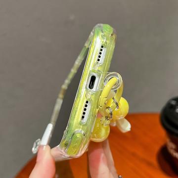 iPhone 17 Pro Glitter stødsikkert hybrid cover med håndledsrem - gul