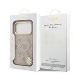 iPhone 17 Pro Guess 4G Gold Frame Cover - MagSafe-kompatibelt - lyserødt