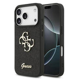 iPhone 17 Pro Guess Fixed Glitter 4G Metal Logo Cover - Sort