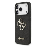 iPhone 17 Pro Guess Fixed Glitter 4G Metal Logo Cover - Sort
