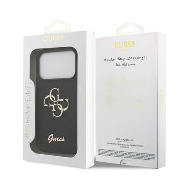 iPhone 17 Pro Guess Fixed Glitter 4G Metal Logo Cover - Sort