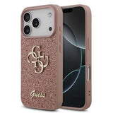 iPhone 17 Pro Guess Fixed Glitter 4G Metal Logo Cover - Pink