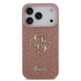 iPhone 17 Pro Guess Fixed Glitter 4G Metal Logo Cover - Pink