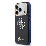 iPhone 17 Pro Guess IML 4G Script Metal Logo Cover - Blå