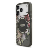 iPhone 17 Pro Guess IML Flowers cover med perlerem - Sort