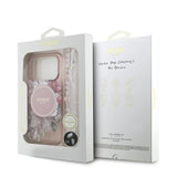 iPhone 17 Pro Guess IML Flowers cover med perlerem - Pink