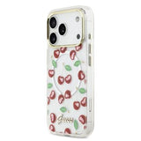 iPhone 17 Pro Guess IML Glitter Cherry Hybrid Cover - MagSafe-kompatibelt - Gennemsigtigt
