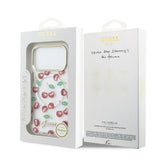 iPhone 17 Pro Guess IML Glitter Cherry Hybrid Cover - MagSafe-kompatibelt - Gennemsigtigt