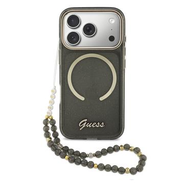 iPhone 17 Pro Guess IML Glitter Script Rem Cover - MagSafe-kompatibelt - Sort