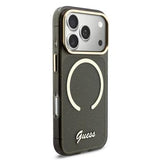 iPhone 17 Pro Guess IML Glitter Script Rem Cover - MagSafe-kompatibelt - Sort