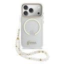 iPhone 17 Pro Guess IML Glitter Script Rem Cover - MagSafe-kompatibelt - Gennemsigtig