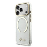 iPhone 17 Pro Guess IML Glitter Script Rem Cover - MagSafe-kompatibelt - Gennemsigtig