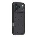iPhone 17 Pro stødsikkert TPU-cover med hjertemønster og forhøjede kanter - sort
