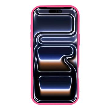 iPhone 17 Pro stødsikkert TPU-cover med hjertemønster og forhøjede kanter - Hot Pink