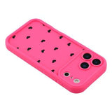 iPhone 17 Pro stødsikkert TPU-cover med hjertemønster og forhøjede kanter - Hot Pink