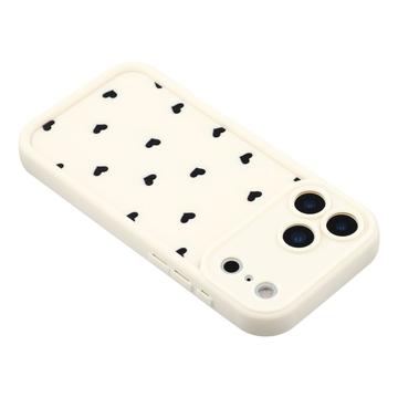 iPhone 17 Pro stødsikkert TPU-cover med hjertemønster og forhøjede kanter - hvid
