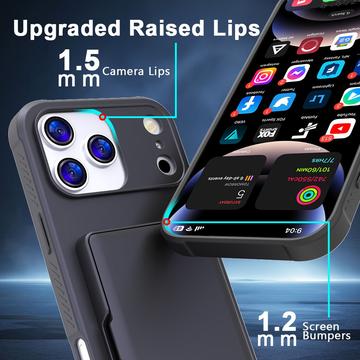 iPhone 17 Pro Hybrid Cover med Spejl og Kortholder - Sort
