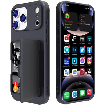 iPhone 17 Pro Hybrid Cover med Spejl og Kortholder - Sort