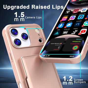 iPhone 17 Pro Hybrid Cover med Spejl og Kortholder - Pink