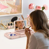 iPhone 17 Pro Hybrid Cover med Spejl og Kortholder - Pink