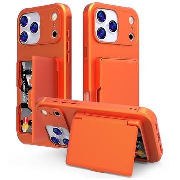 iPhone 17 Pro Hybrid Cover med Spejl og Kortholder - Orange