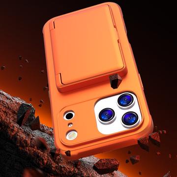 iPhone 17 Pro Hybrid Cover med Spejl og Kortholder - Orange