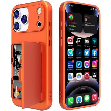 iPhone 17 Pro Hybrid Cover med Spejl og Kortholder - Orange