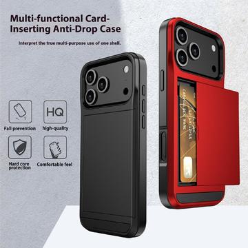 iPhone 17 Pro Hybrid Cover med Glidende Kortslot - Sølv