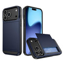 iPhone 17 Pro Hybrid Cover med Glidende Kortslot - Mørkeblå