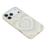 iPhone 17 Pro Jaucase magnetisk hybrid-cover med hjertemønster - hvid