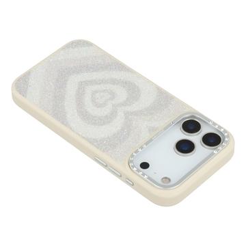 iPhone 17 Pro Jaucase magnetisk hybrid-cover med hjertemønster - hvid