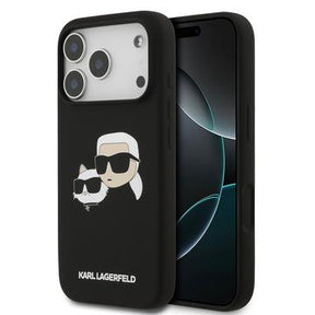 iPhone 17 Pro Karl Lagerfeld Double Heads MagSafe cover i flydende silikone - sort