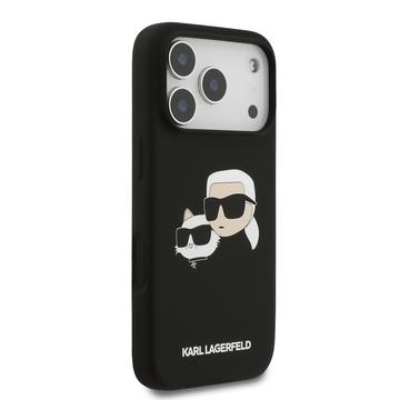iPhone 17 Pro Karl Lagerfeld Double Heads MagSafe cover i flydende silikone - sort