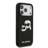iPhone 17 Pro Karl Lagerfeld Double Heads MagSafe cover i flydende silikone - sort