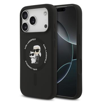 iPhone 17 Pro Karl Lagerfeld Karl and Choupette MagSafe Cover i flydende silikone - Sort