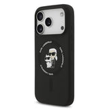 iPhone 17 Pro Karl Lagerfeld Karl and Choupette MagSafe Cover i flydende silikone - Sort